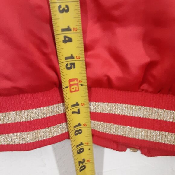 Disney Minnie Mouse Bomber Jacket Girls 7/8 Red Lined Insulated Full Zip Gold - Picture 11 of 11